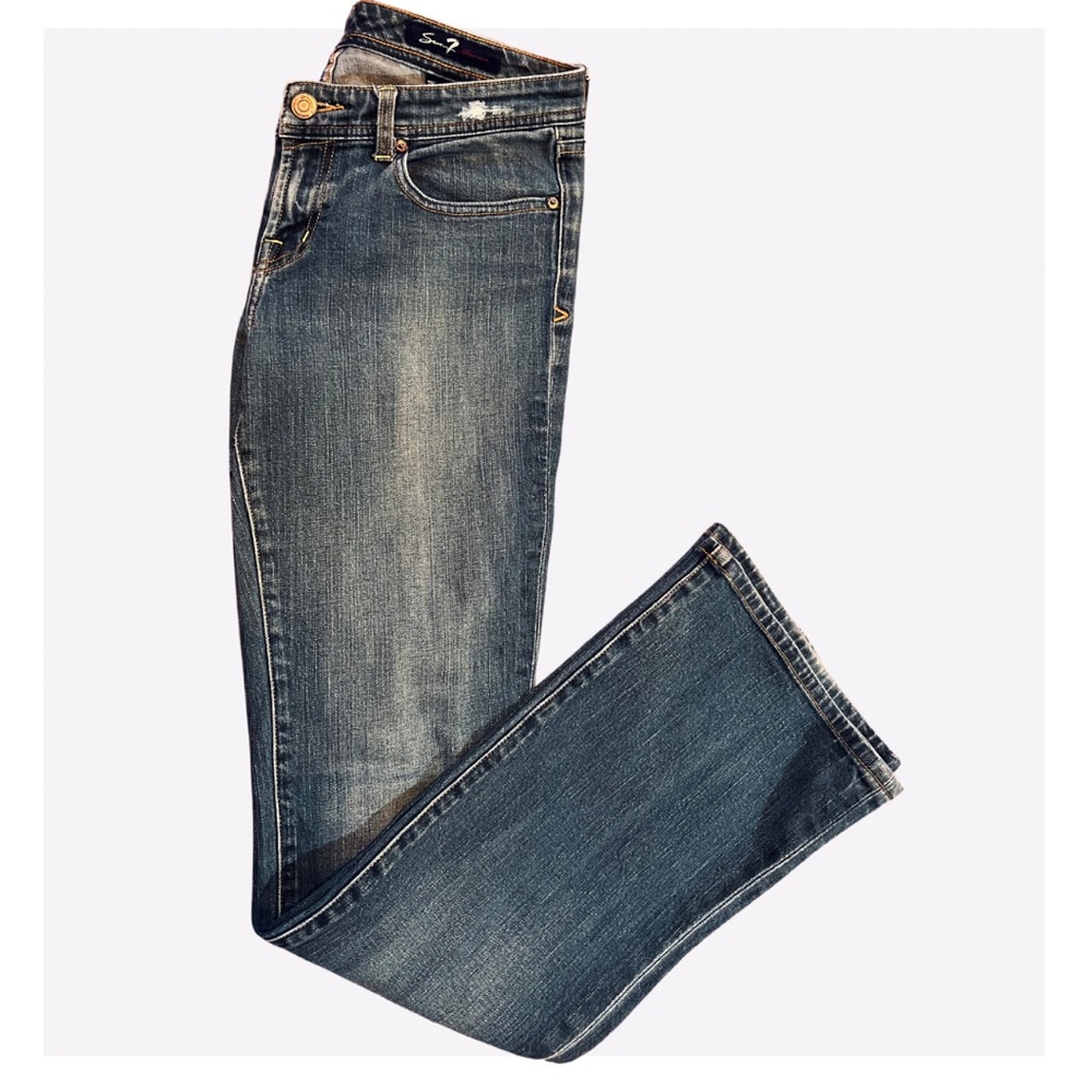 7 Seven for All Mankind premium low rise bootcut jeans, size 32.